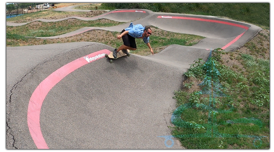 banked turn on a longboard at superior skatepark