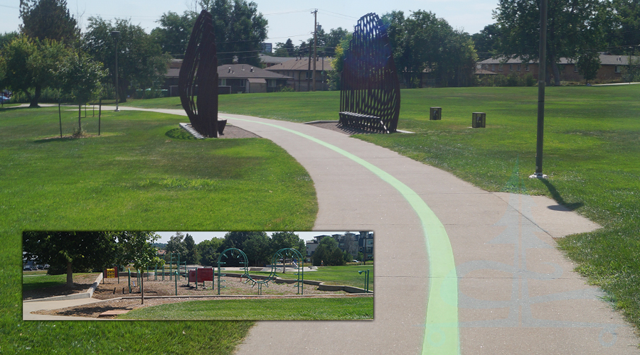 playground and paved path at walker branch park in lakewood