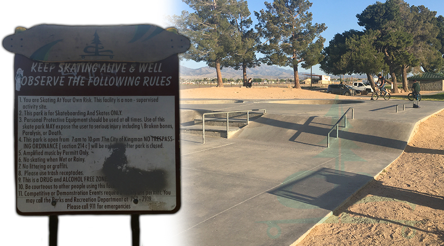 kingman skatepark rules sign