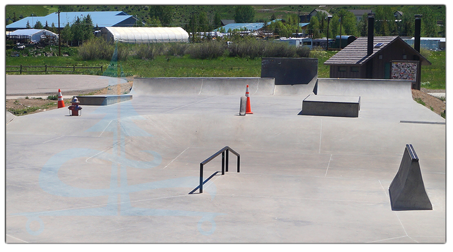 street section of bear river skatepark in steamboat springs