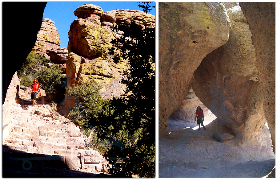 exploring cool rock formations on echo canyon trail