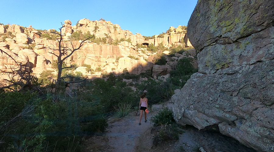 hiking natural bridge trail in chiricahua national monument