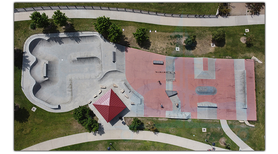 aerial view of wheat ridge skatepark in colorado