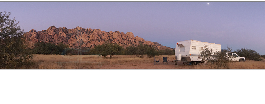 dusk while boondocking in the dragoon mountains