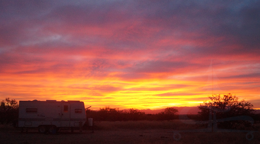 desert sunset while camping near tombstone arizona