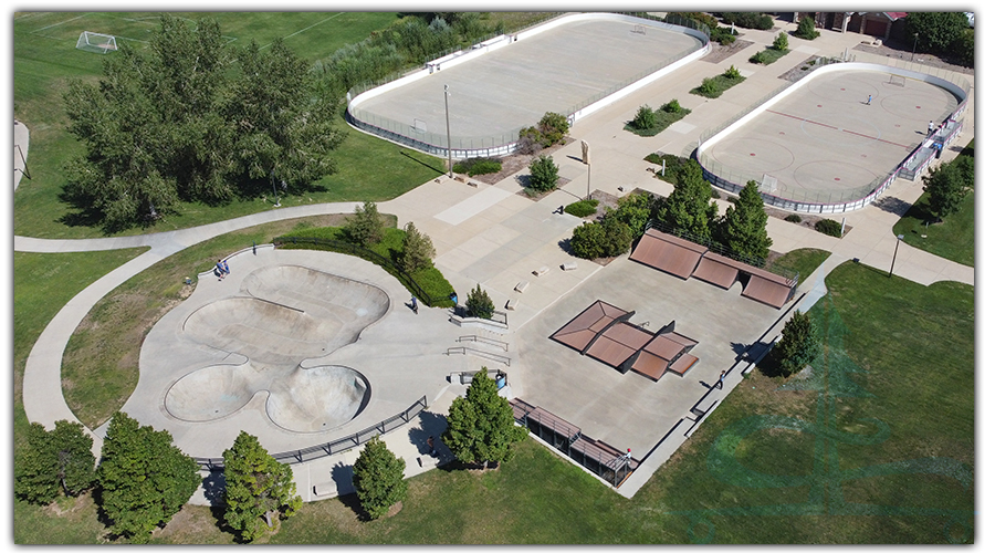 aerial view of sports park skatepark in loveland colorado