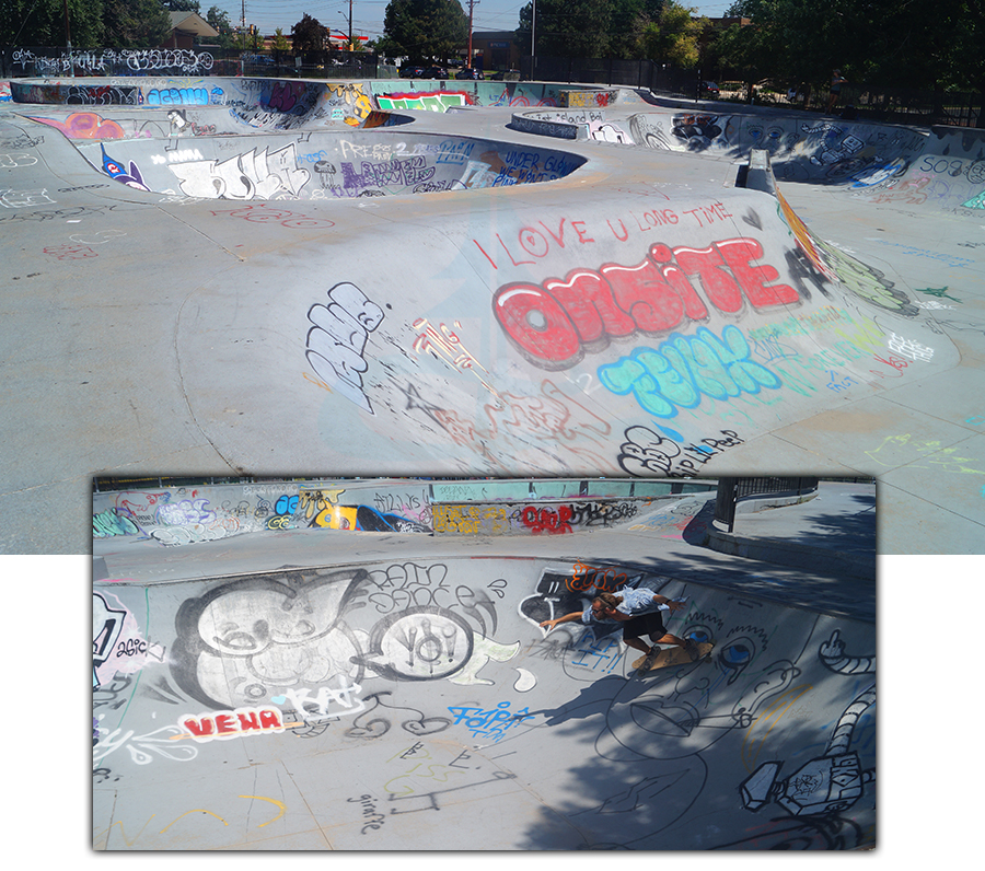 several bowls at the skatepark in boulder