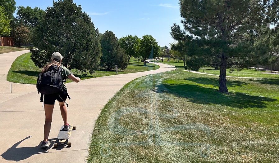 longboarding the paths in broomfield community park