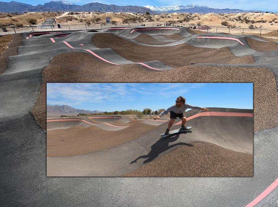 longboarding at the pump track