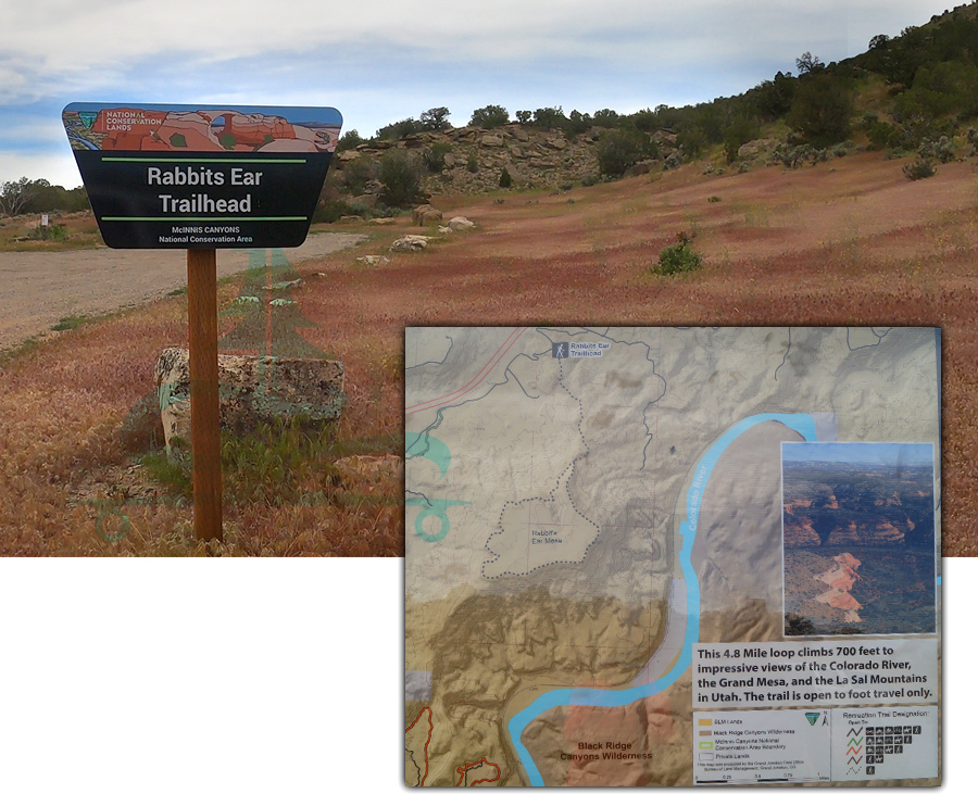 rabbits ear trailhead and trail sign