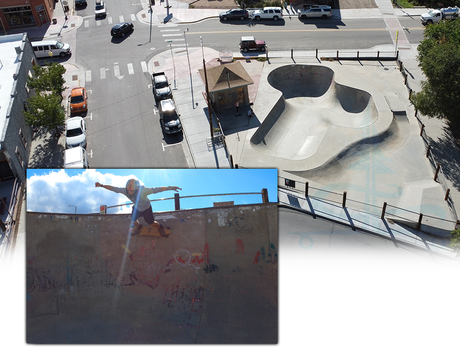 aerial view of the old salida skatepark