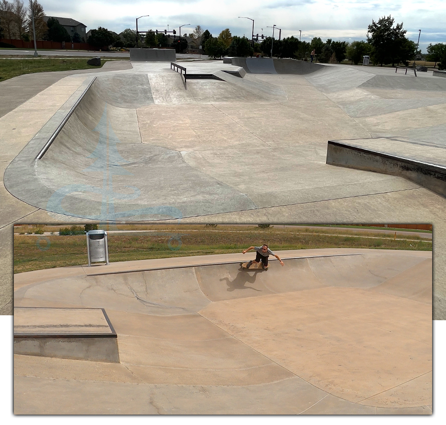 mellow ramps and banked turns at skatepark in thornton