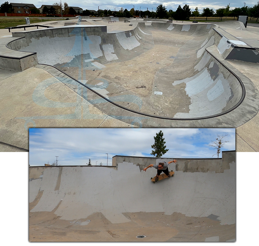 longboarding the main bowl at trail winds skatepark