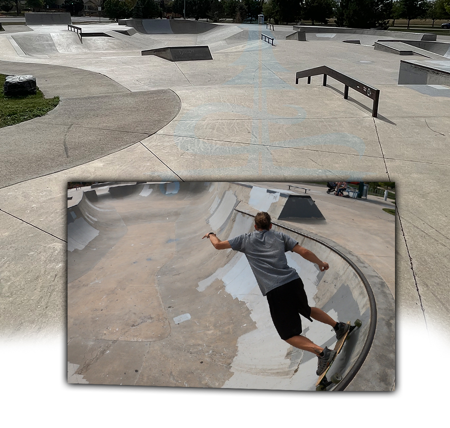 diverse skate features and obstacles