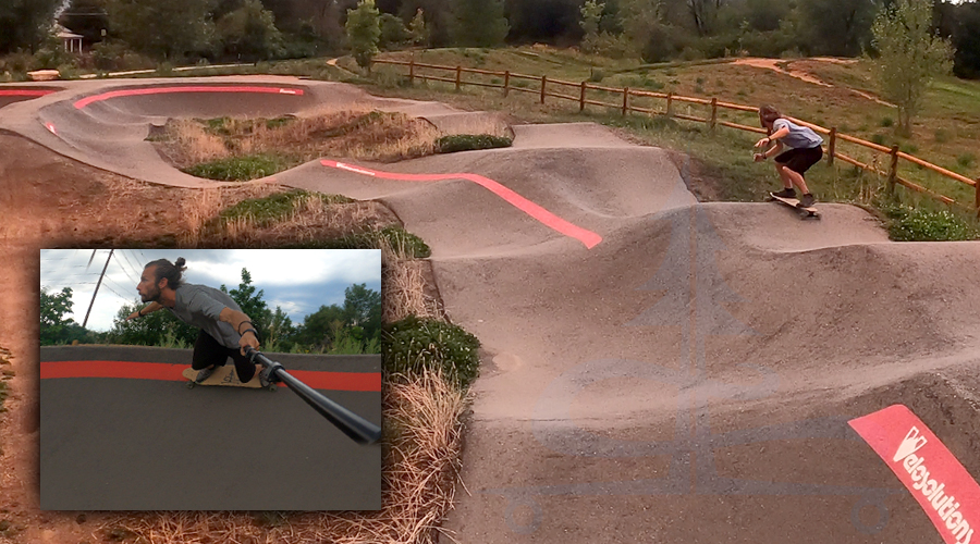 longboarding the pump track near boulder