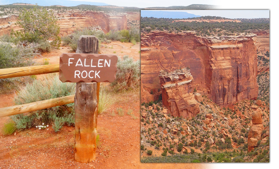 fallen rock vista on rim rock drive in colorado national monument