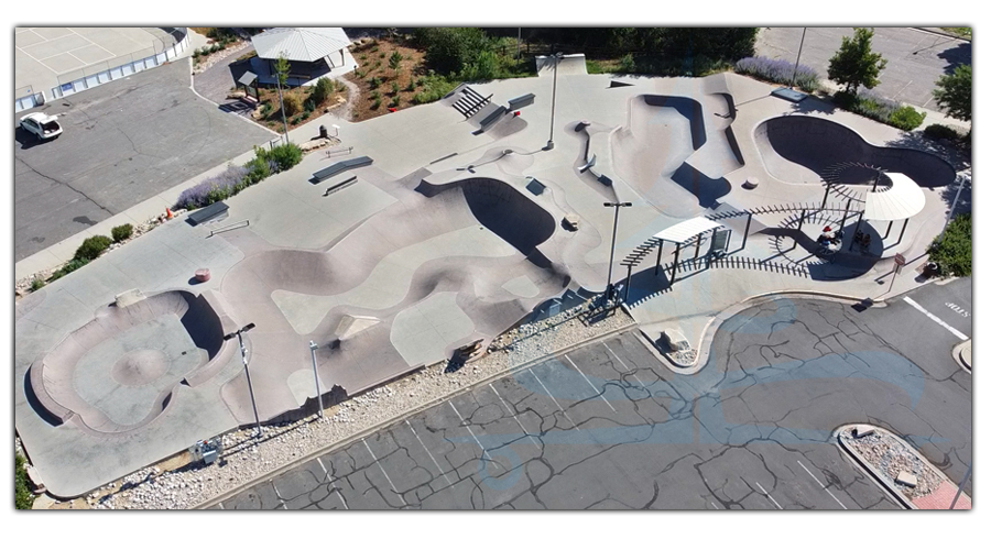 aerial view of the lafayette skatepark in colorado