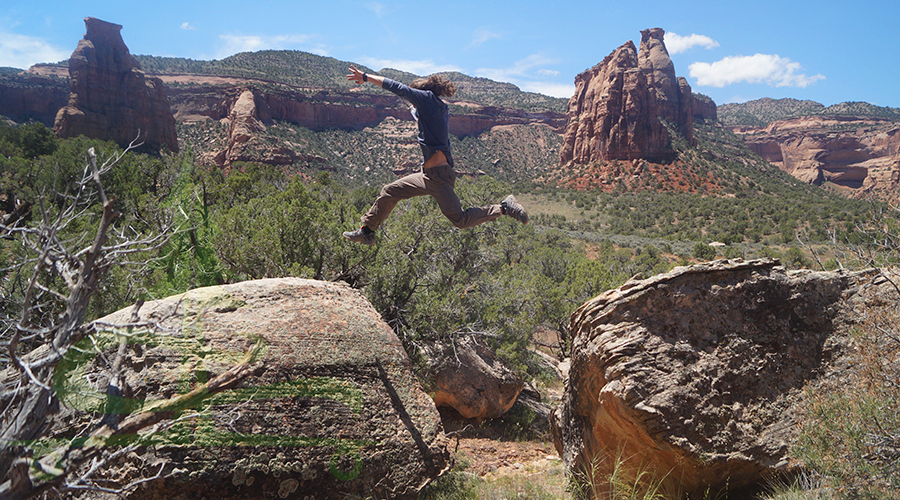 jumping the boulders near grand junction