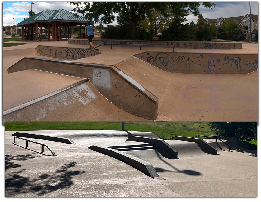 boxes, rails, stairs and ramps at metzler ranch skatepark