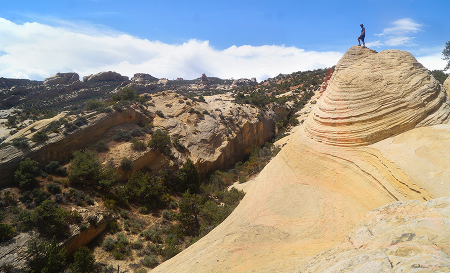 climbing around near moonshine arch in utah