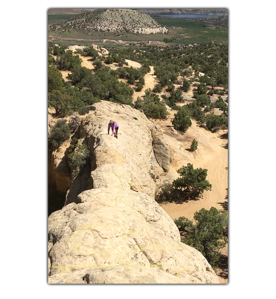 climbing the rock formation near vernal