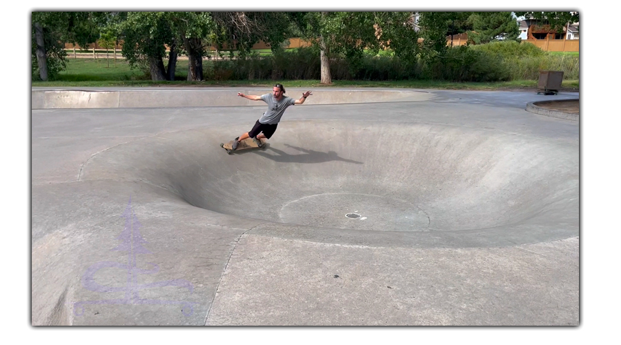 longboarding the small smooth circular bowl