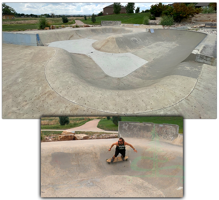 longboarding smooth transitions at water's way skatepark in fort collins