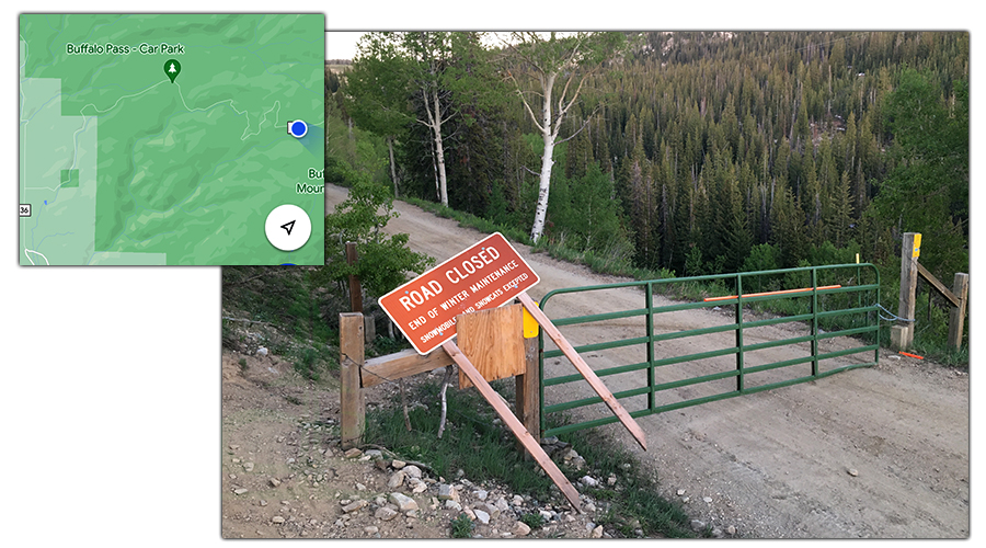 road closed sign on buffalo pass road near steamboat springs