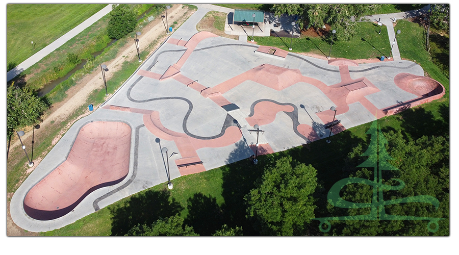 aerial view of don anema memorial skatepark in northglenn