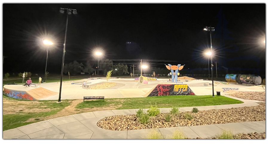 lights at the skatepark in longmont