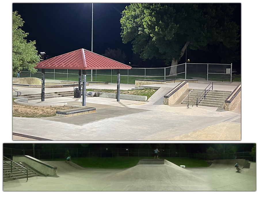 various obstacles at the wheels skatepark in longmont