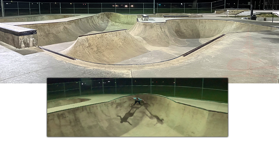 longboarding the large bowl in longmont skatepark