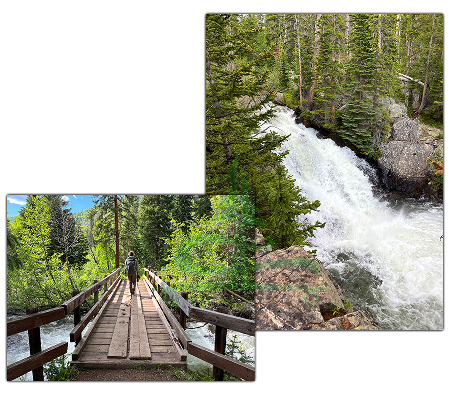 wooden bridge and waterfall hiking the zirkel circle