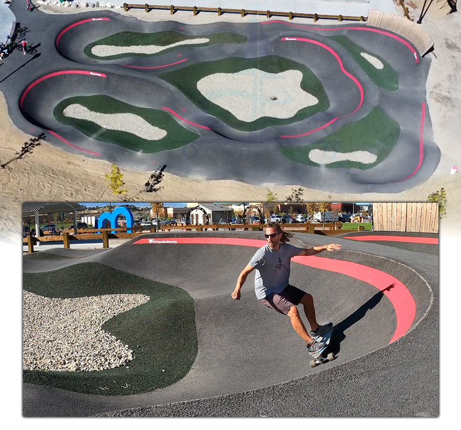 aerial view of the Bluffdale pump track at day ranch park