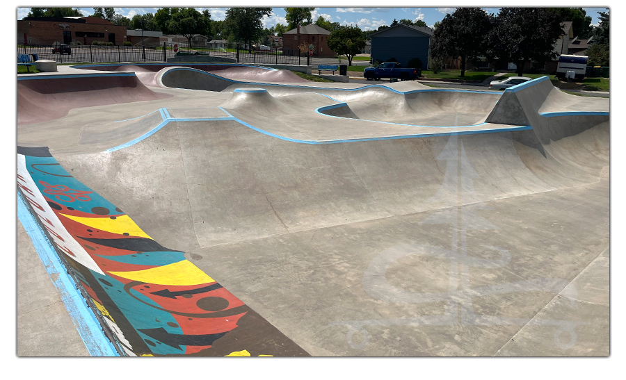 unique layout of the skatepark in milliken