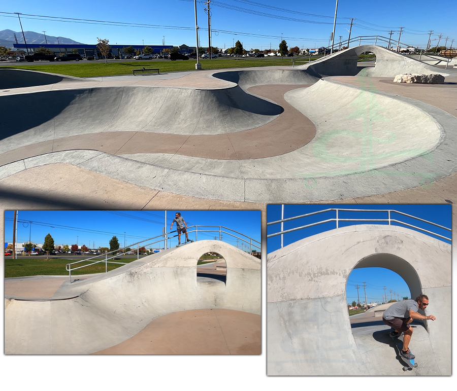 large bridge features at the skatepark in west valley