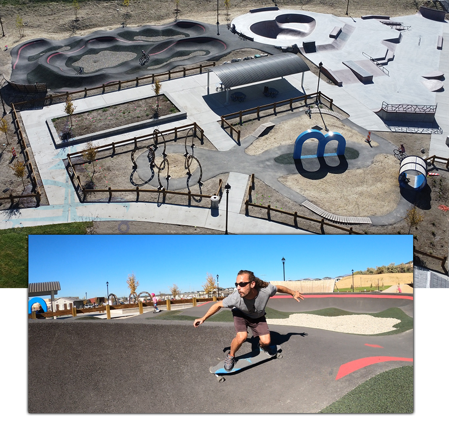 longboarding at bluffdale pump track and skatepark