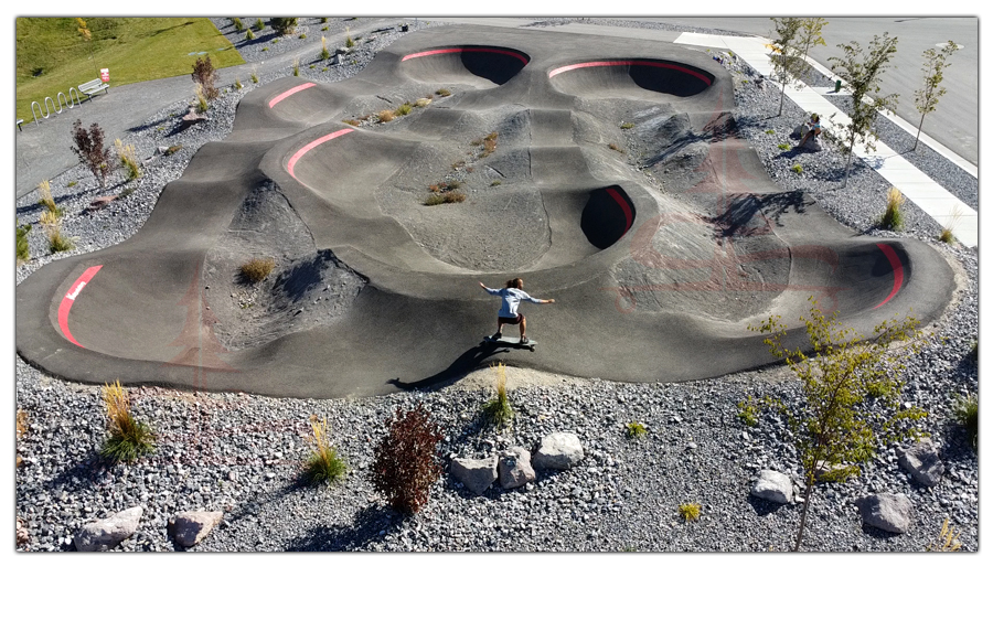 aerial view of the overland pump track layout