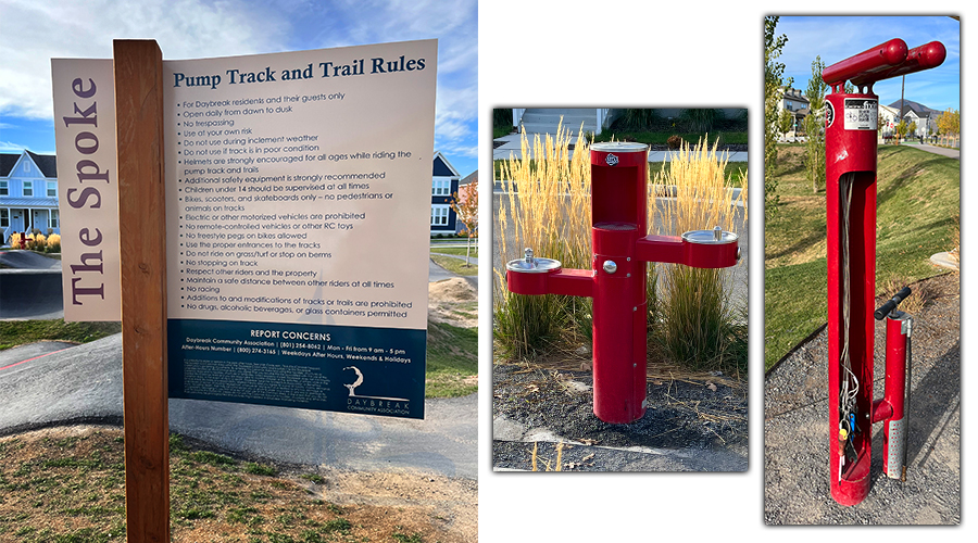 water fountains and bike fixing station