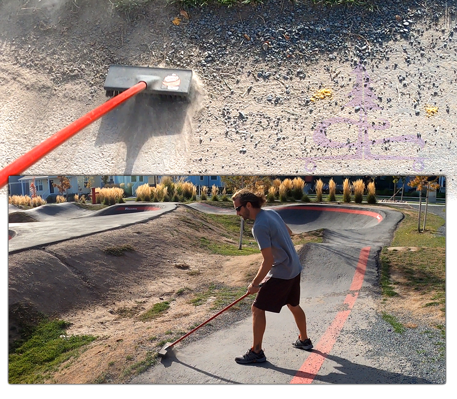 sweeping up the gravel