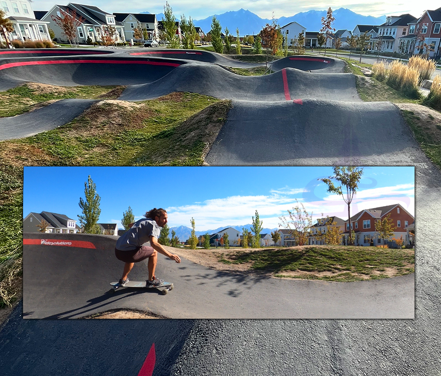 longboarding in a pump track