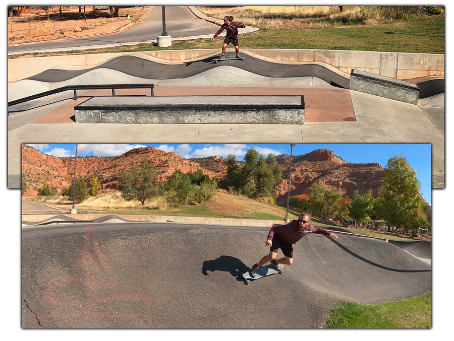 longboarding the pump track at kanab skatepark