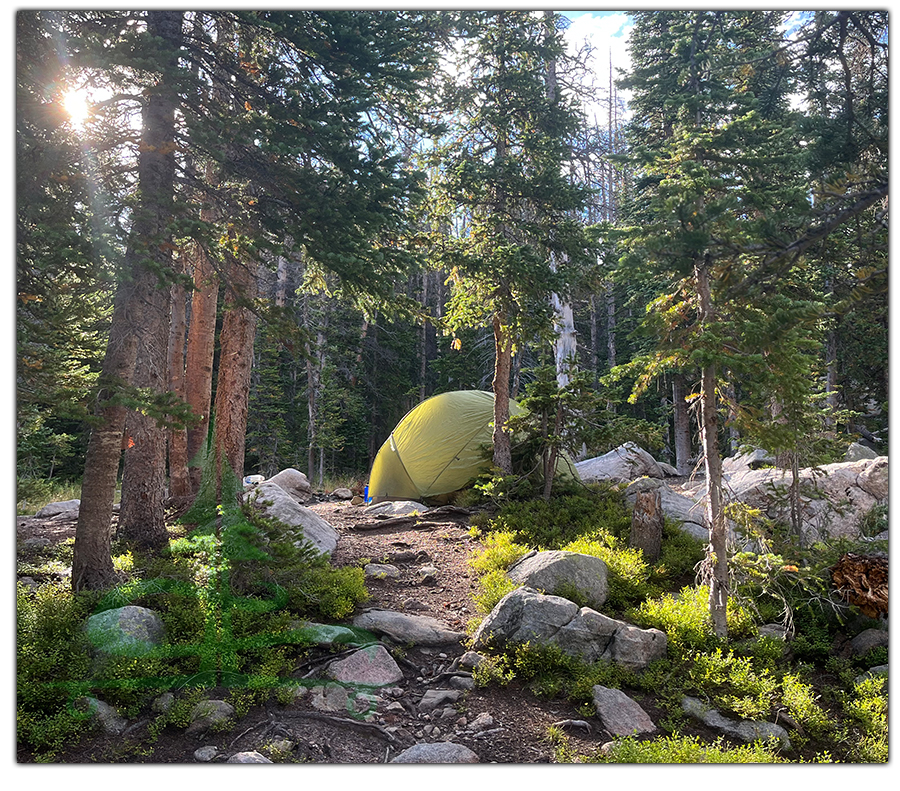 our camp spot on backpacking rawah trail 