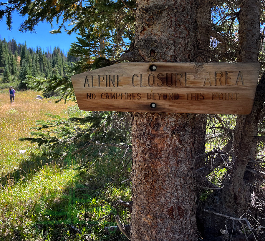 no fires above 10,800 feet sign