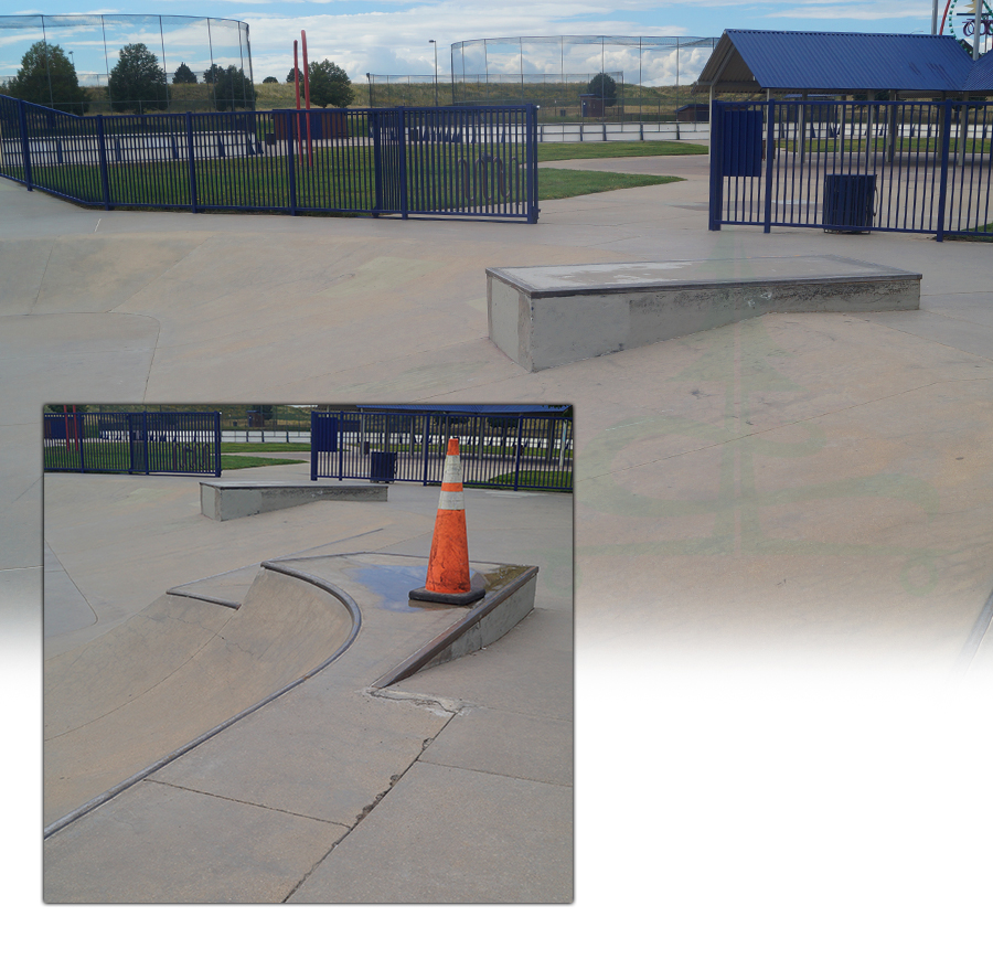 street obstacles at wheel park skatepark