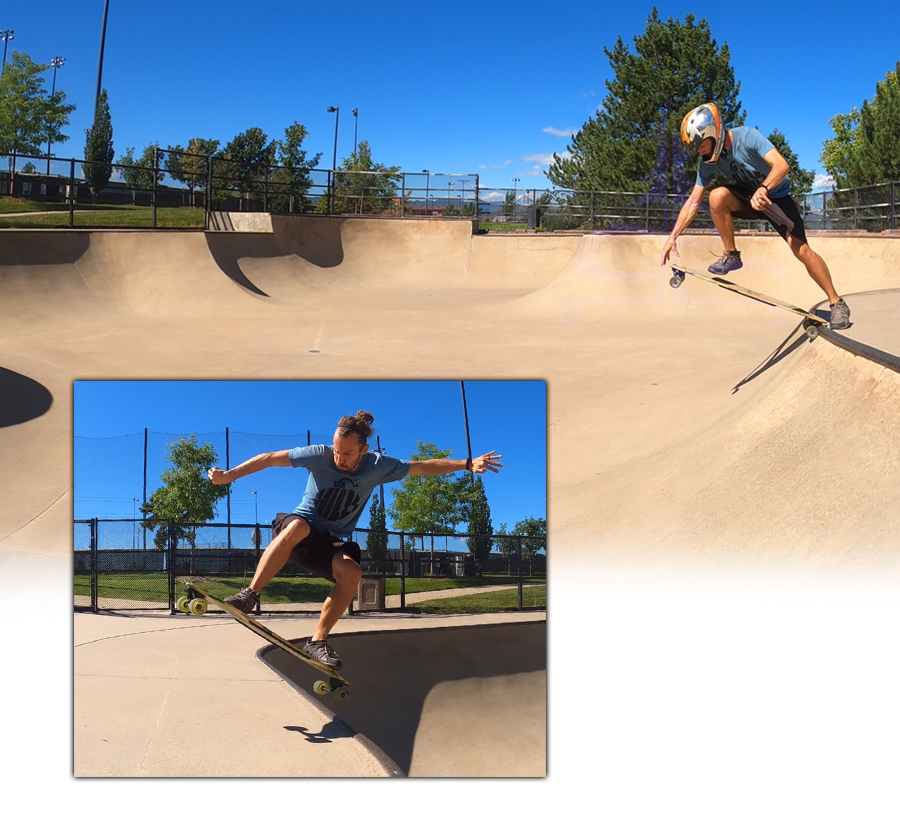 dropping into the snake bowl at redstone skatepark