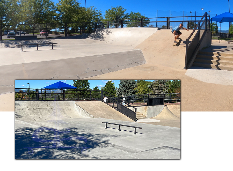 ramps and street obstacles at redstone skatepark in highlands ranch