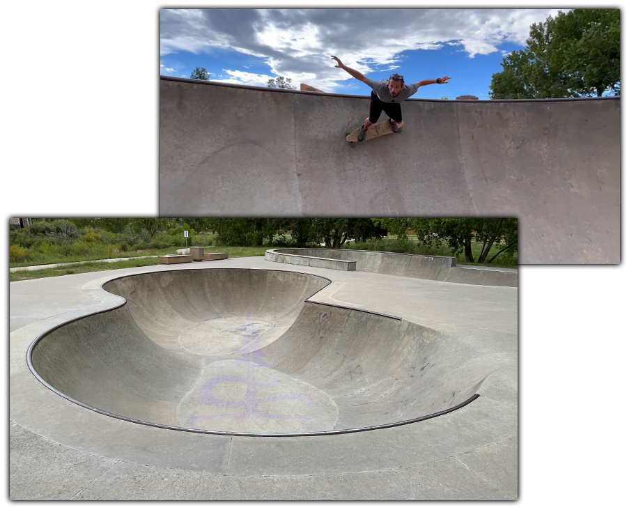 fast figure 8 bowl at trails skatepark in centennial