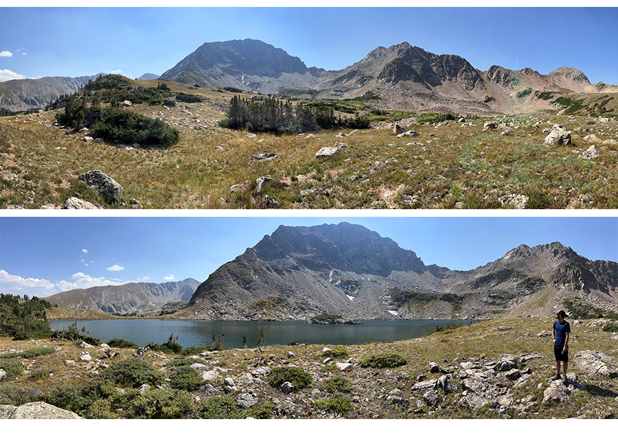 mountain landscape with island lake on west branch trail