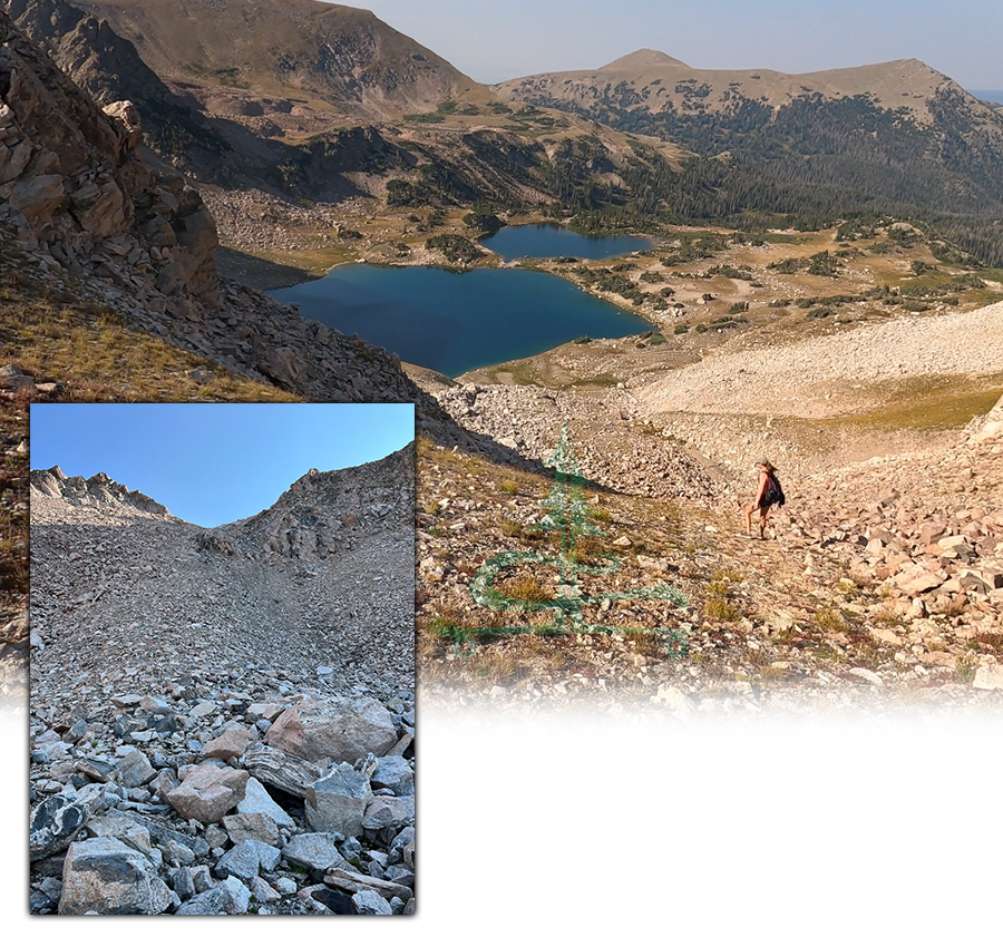 view back up to the saddle as we approached twin crater lakes